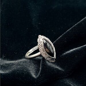 Silver and Black Marquise Ring